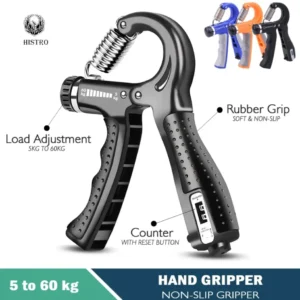 Histro Automatic Counting Hand Gripper Adjustable Resistance Automatic Counting Non-Slip Hand Grip Strength Trainer Fingers Wrist Forearm Exerciser Workout Gear Home Gym Exercise Equipment Hand Gripper 5-60KG Automatic Non-Slip hand strengthen