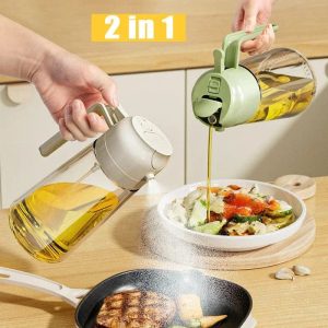 2 in 1 Oil Sprayer Bottle for Cooking – Refillable Olive Oil Dispenser & Spray Bottle for Air Fryer, Cash on Delivery